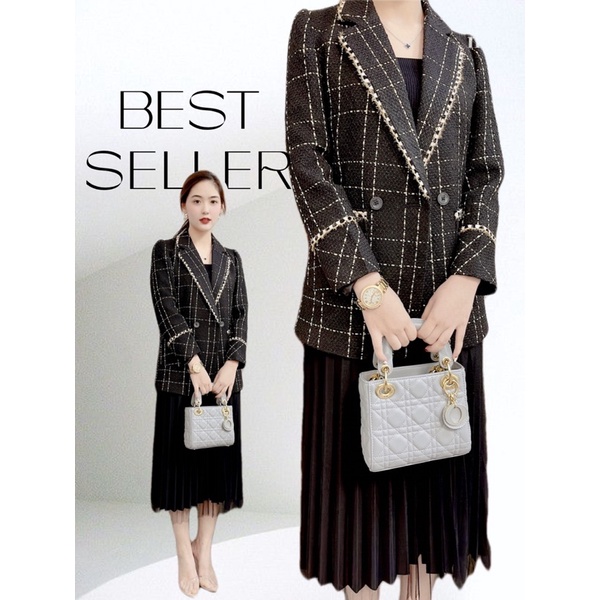 Áo 𝐁𝐥𝐚𝐜𝐤𝐜𝐚𝐭 Blazer dạ kẻ