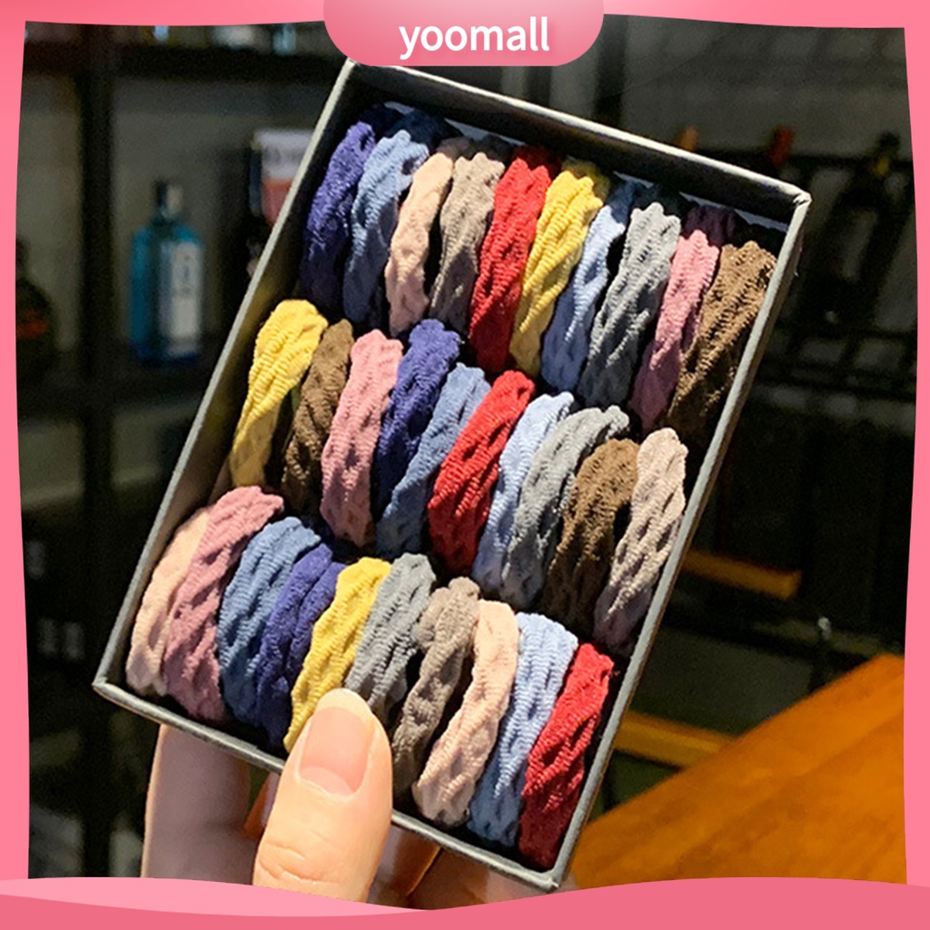 Set 5 Dây Thun Cột Tóc Mini Co Giãn Đơn Giản Cho Nữ