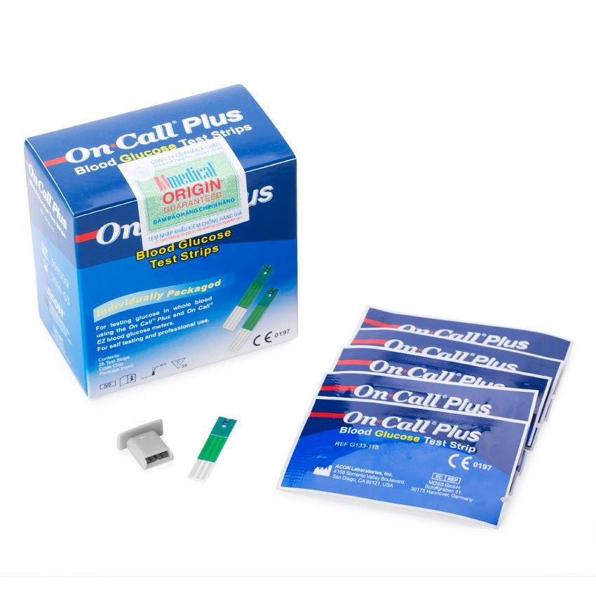 Que thử đường huyết Acon On-Call Plus Blood Glucose 25 Test Strips