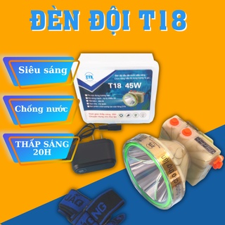 Đèn pin đội đầu siêu sáng chống nước,chóa 8cm t18, ánh sáng trắng - vàng