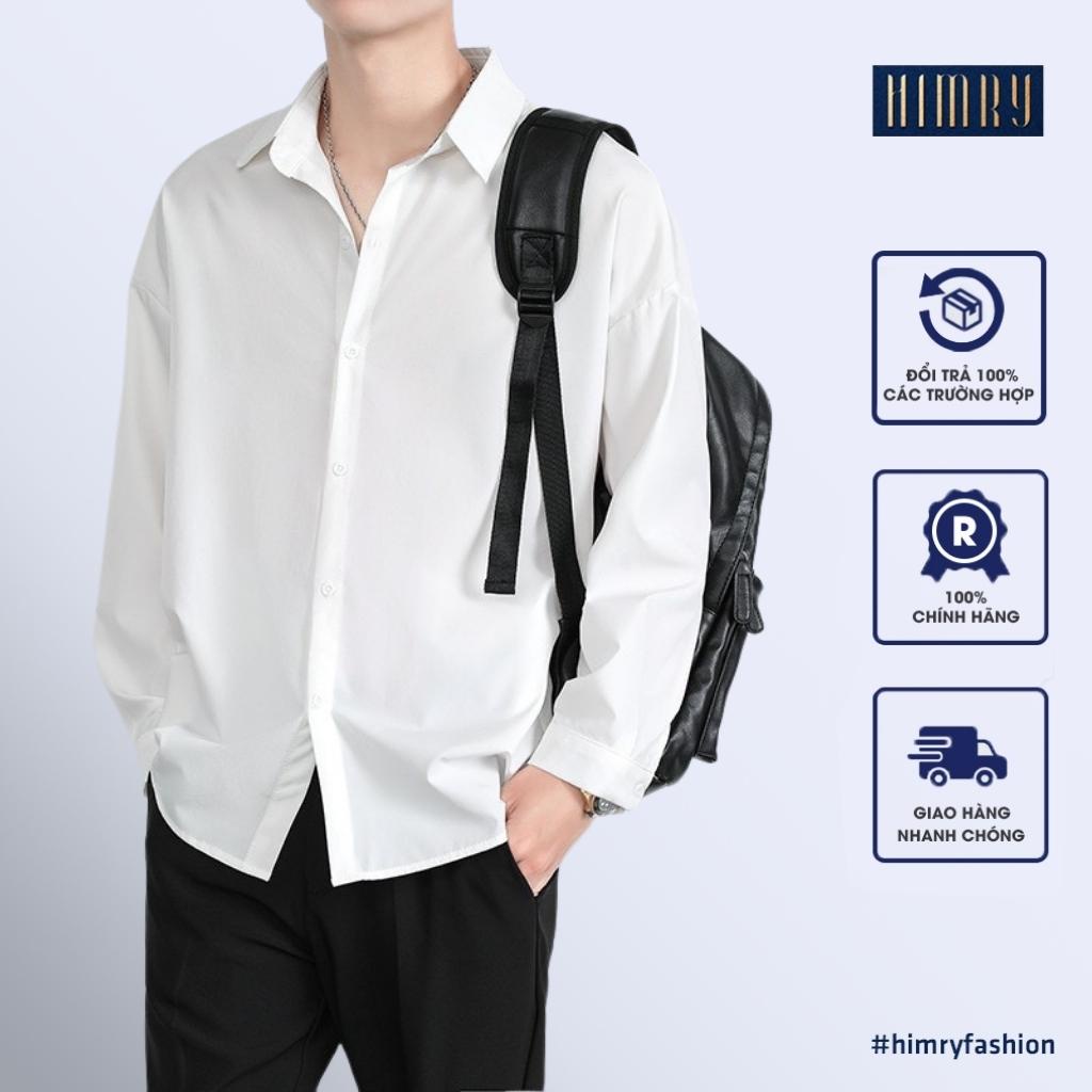 Áo sơ mi nam nữ dài tay Unisex Basic màu trắng và đen sơ mi lụa học sinh mịn mát form rộng suông