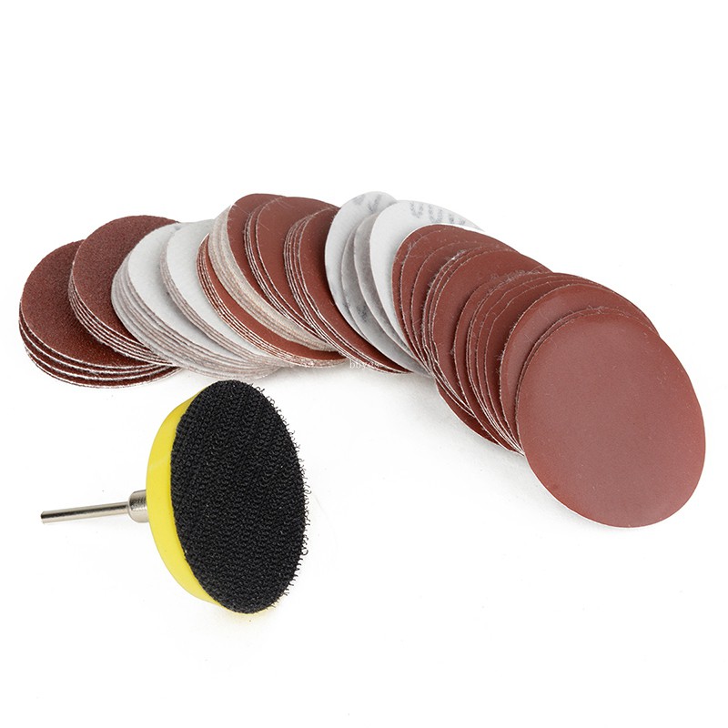 Set 60 đĩa chà nhám 50mm 1/4 Inch + đệm + chuôi tiện dụng