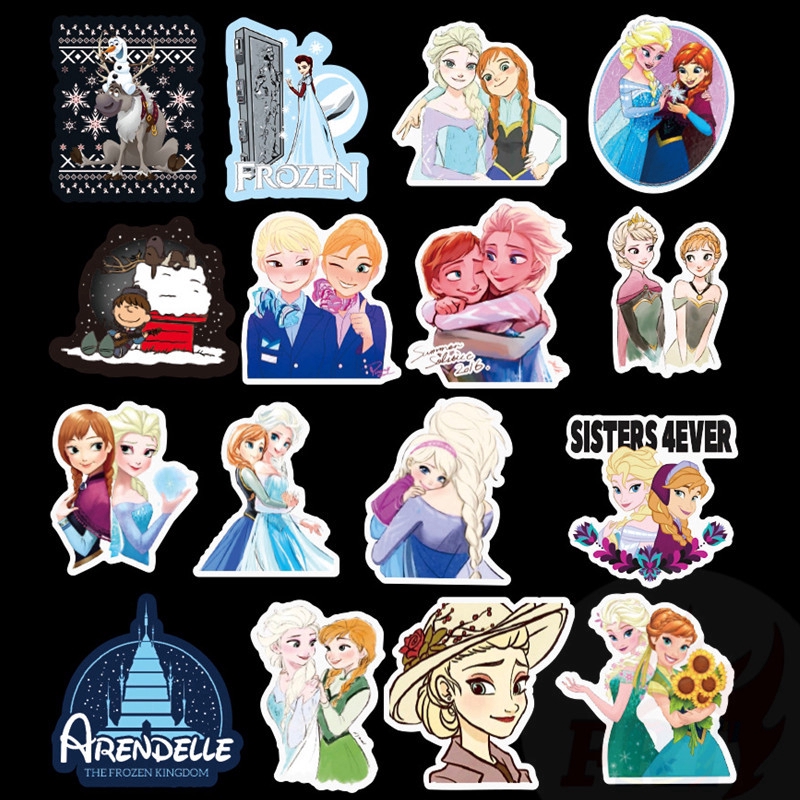 100Pcs/Set ❉ Frozen - Series A Disney Princess：Anna &amp; Elsa Stickers ❉ Pop Classical Cartoon Movie DIY Fashion Luggage Laptop Skateboard Decals Doodle Stickers