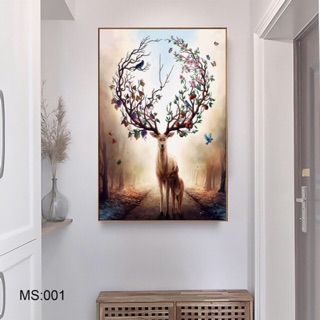 Tranh treo tường Canvas tranh hươu hot 40x60cm ( kèm theo khung )