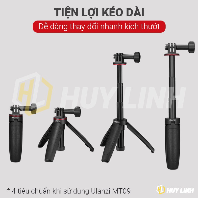 Chân tripod 3 chân để bàn Ulanzi MT-09 - Extend Gopro Vlog Hero 9 8 7 6 5, Osmo Action Camera quay chụp cầm tay