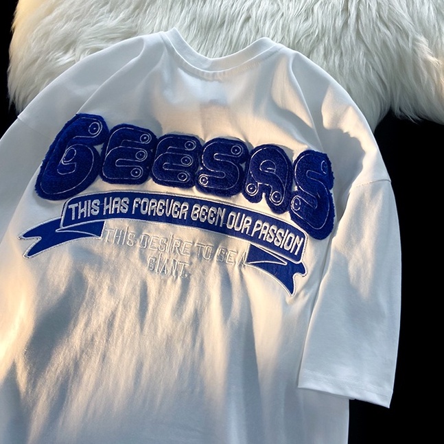 ZHELIHANGFEI Áo Thun Ngắn Tay Dáng Rộng In Chữ Cá Tính Theo Phong Cách Retro