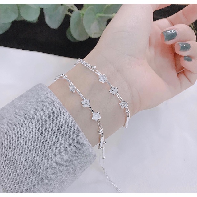 🌻☘Lắc tay nữ hoa đào bạc S925 Ý, sáng bóng, trao 50% sự tin tưởng của quý khách, shop sẽ chinh phục bằng chất lượng sp