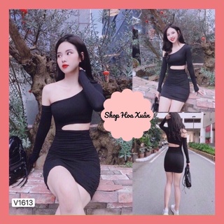 Váy body khoét eo sexy ôm dáng thun borip