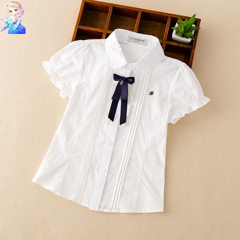 Áo Sơ Mi Trắng Tay Ngắn 2022 Thời Trang Hàn Quốc Cho Bé Gái
