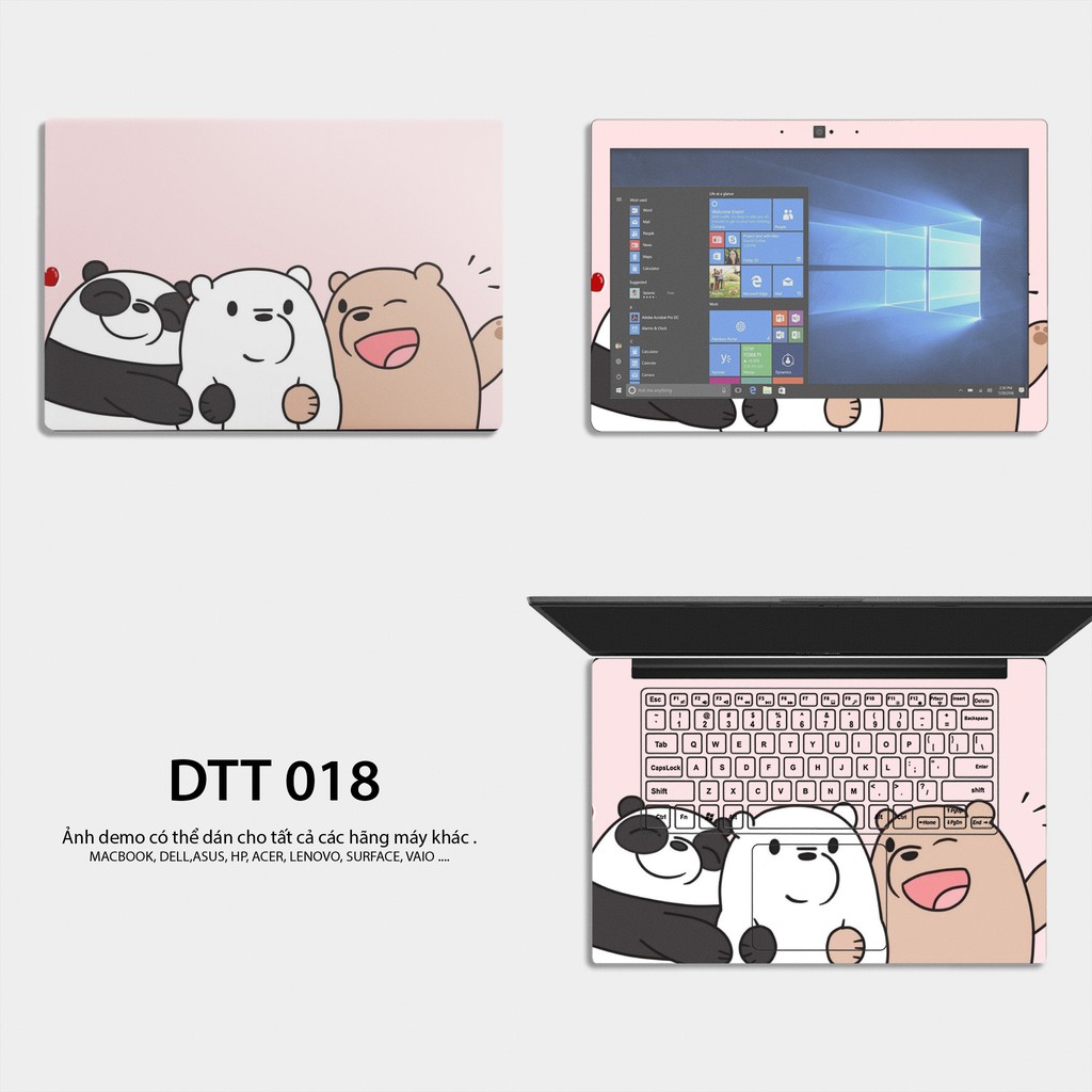 Miếng Dán Skin Laptop Mẫu 3 Chú Gấu / Có decal dán cho tất cả các hãng máy tính