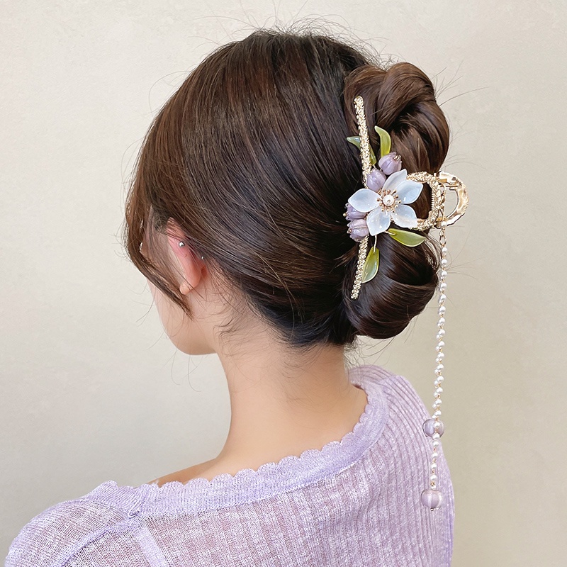 Kẹp Tóc Kim Loại Cỡ Lớn Hình Hoa Tulip Kết Cấu Cao Cấp Thời Trang Mùa Hè Cho Nữ