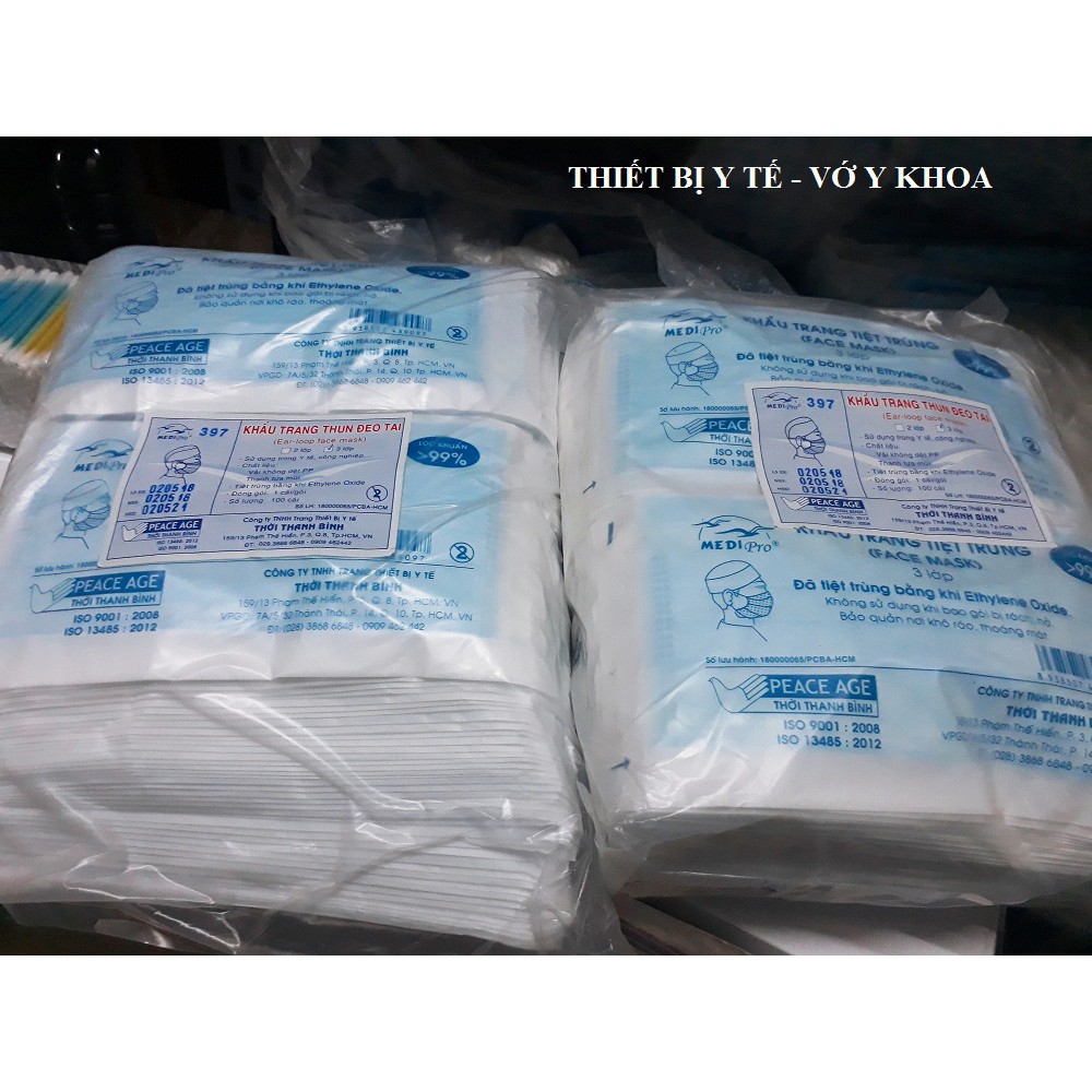 Khẩu Trang MediPro Tiệt Trùng - Gói 100 cái (loại tiệt trùng 1 cái/ bịch)