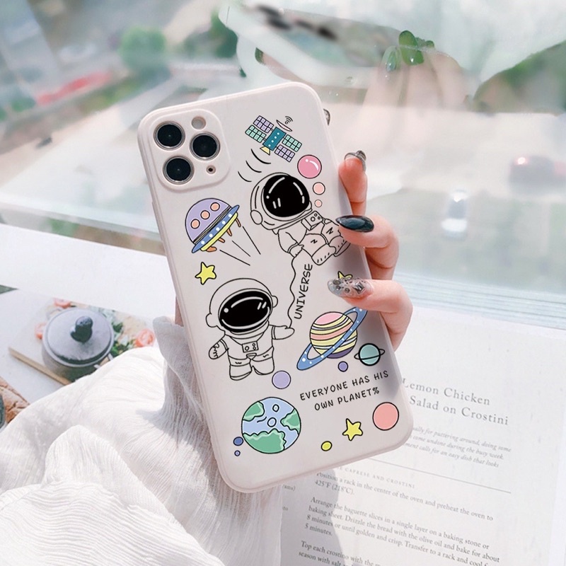 Ốp lưng BVC cạnh vuông hình phi hành gia 5 6 5s/6/6plus/6s/6s7plus/8/8plus/x/xr/xs/11/12/pro/promax/13/13Promax/14Promax