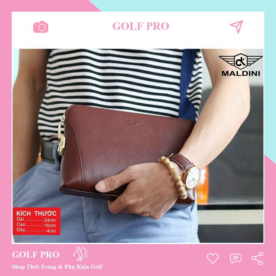 Túi cầm tay golf nam Maldini da bò nhỏ gọn đựng phụ kiện cá nhân tiện lợi CT001