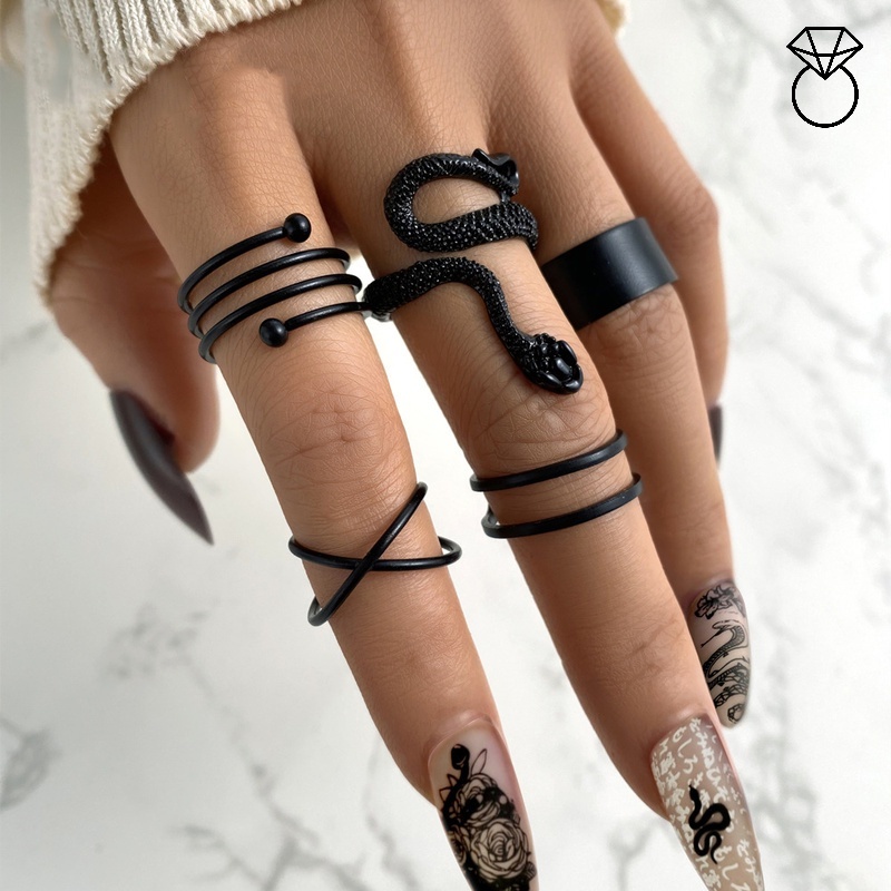 Bộ Nhẫn Đeo Khớp Ngón Tay Hợp Kim Hình Rắn Cá Tính Thời Trang Unisex