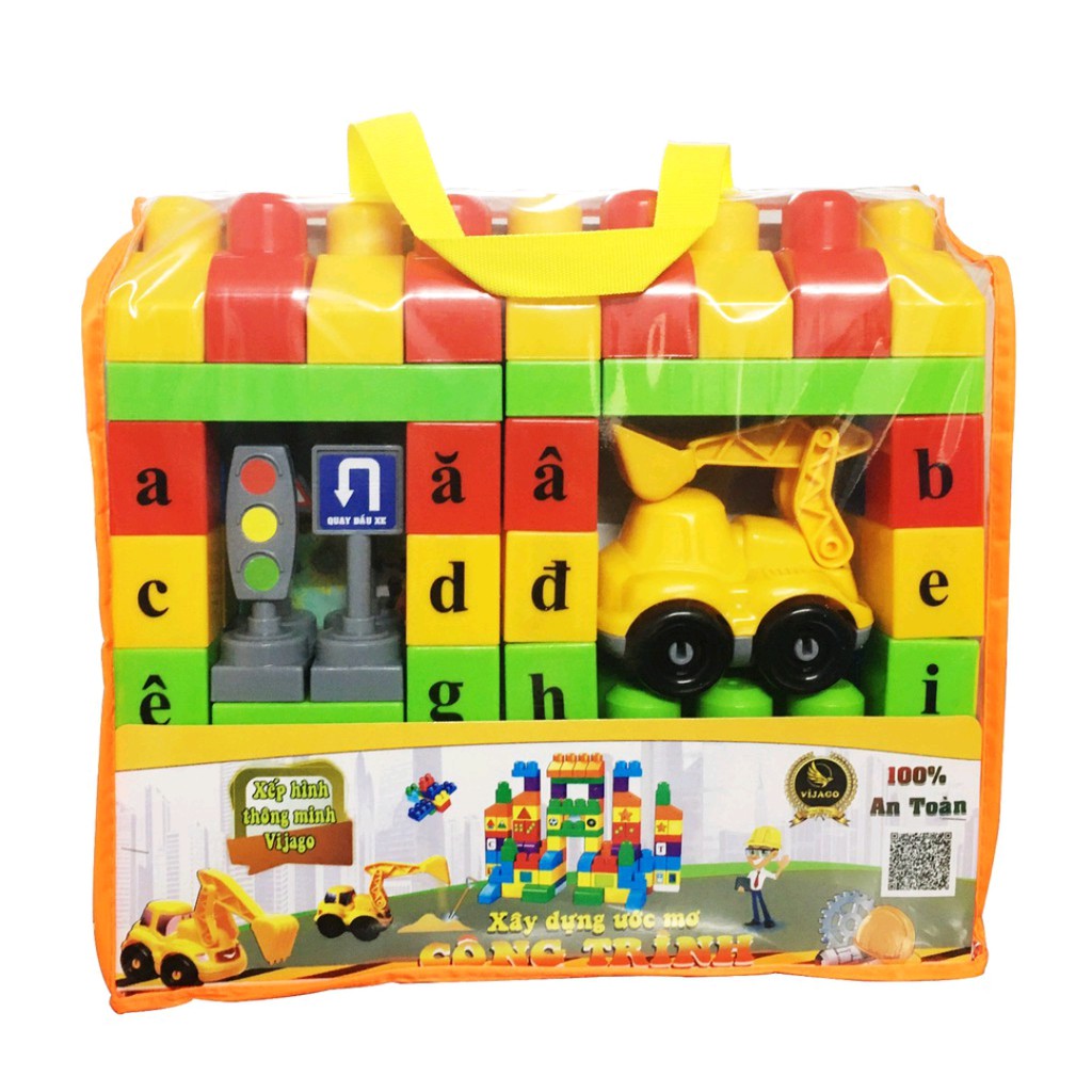 Bộ Đồ Chơi Xếp Hình Thông Minh Công Trình VIJAGO Việt Nam - Có Túi Đựng Tiện Lợi