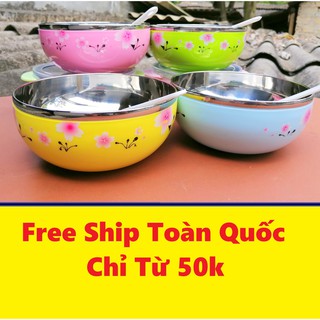 Bát Ăn Dặm Lòng Inox. Bát ăn cho bé Tặng kèm thìa