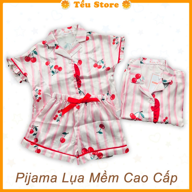 Bộ Đồ Ngủ Lụa Mềm Cho Bé Gái Pijama Cộc Tay Cho Bé Kèm Hàng Xuất Xịn Loại 1 Cho Bé Gái Size 1234Tuổi