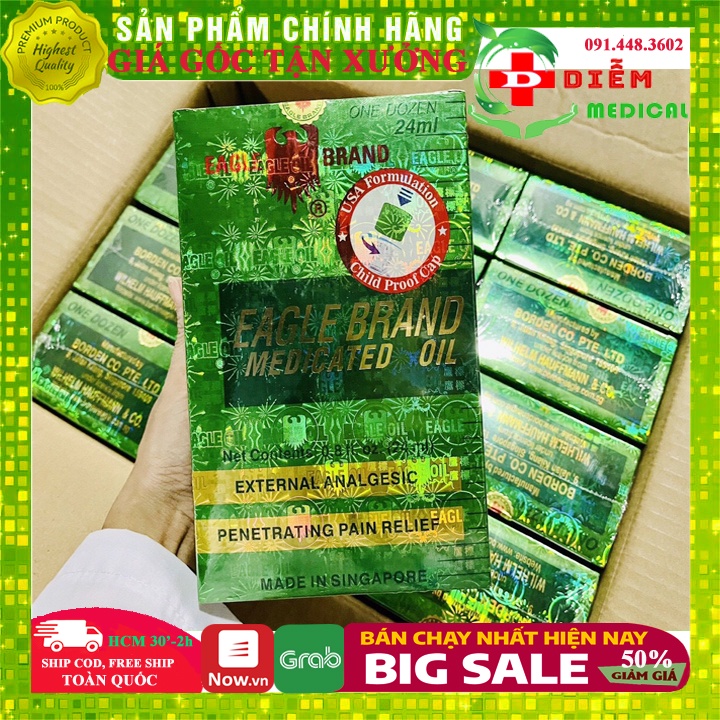 [CHÍNH HÃNG XUẤT MỸ] Dầu Gió Xanh 2 Nắp Mỹ Sing Con Ó 24ml, Tem In, Mẫu Mới Chuẩn Xuất USA, Bao Thơm Bao Nóng