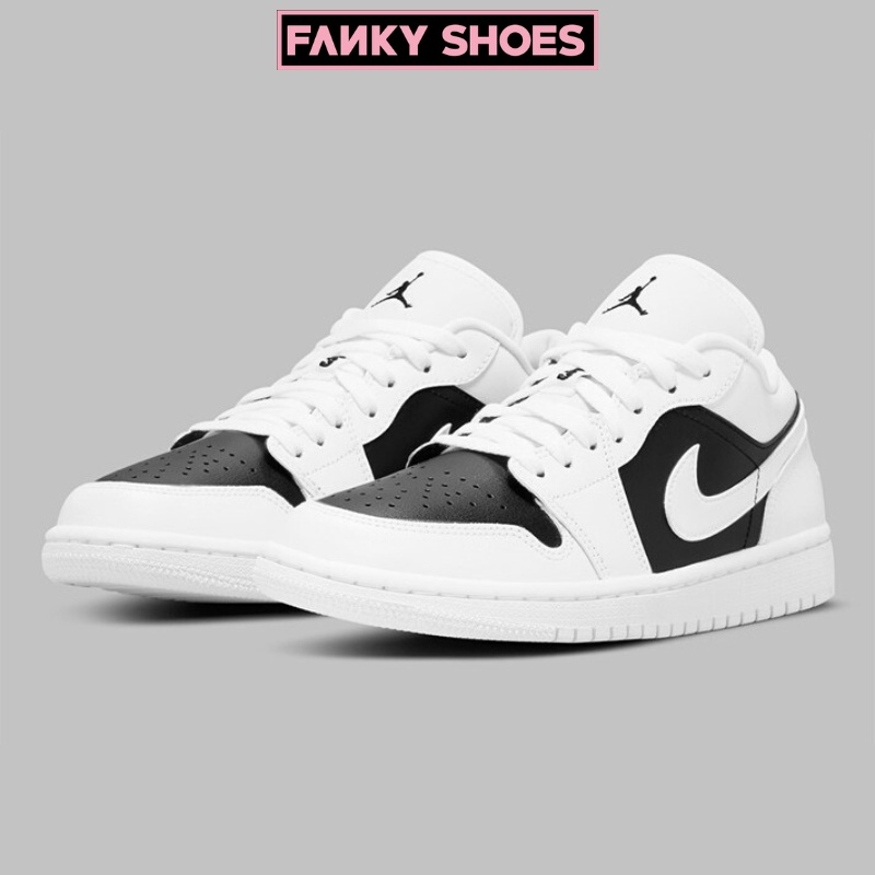 Giày Nike Air Jordan Trắng Đen Cổ Thấp, Giày Sneaker JD1 Low Panda Nam Nữ Thể Thao Cao Cấp Full Box Bill