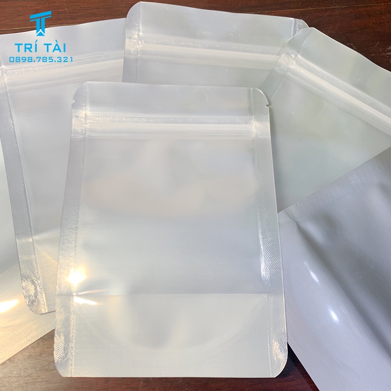 Túi zipper mặt bạc mặt trong đáy đứng loại 1