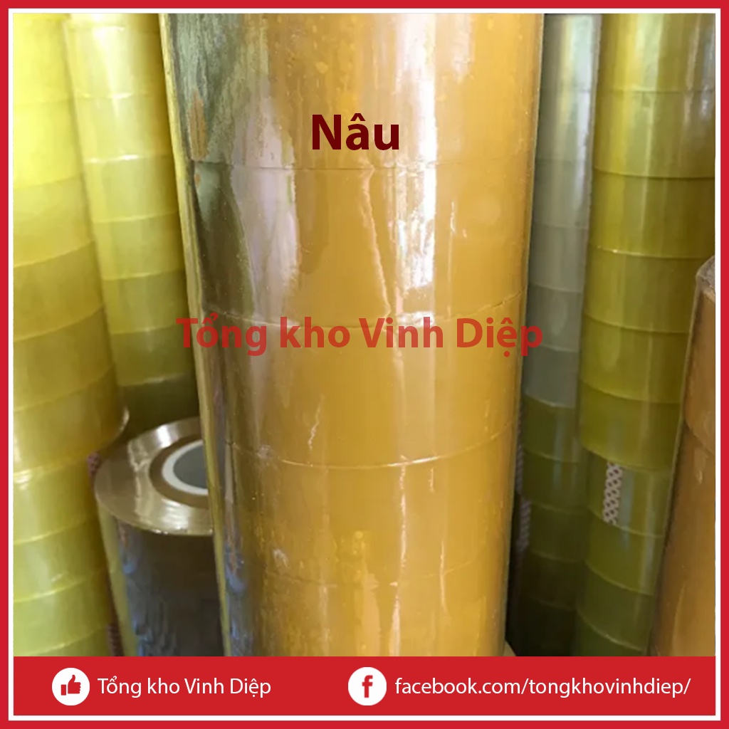 01 cuộn băng dính 170gr lõi giấy mỏng 3mm siêu tiết kiệm, 3 màu trong suốt, vàng chanh, nâu