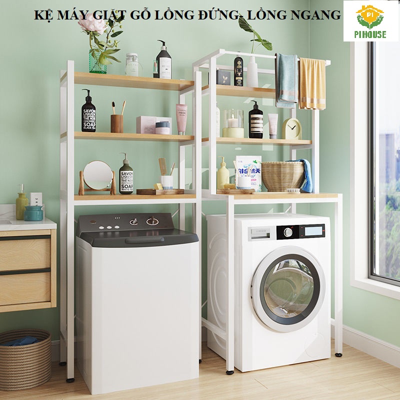 (Freeship kèm mã) KỆ NHÀ TẮM CAO CẤP gỗ thép để đồ trên máy giặt lồng đứng, lồng ngang  tiết kiệm diện tích