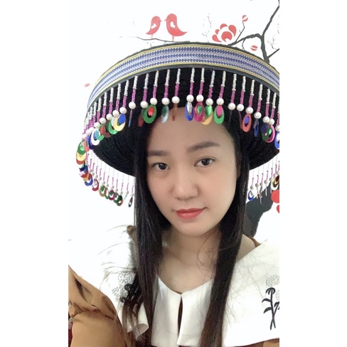 Mũ dân tộc mông vòng to- dày hạt loại đẹp