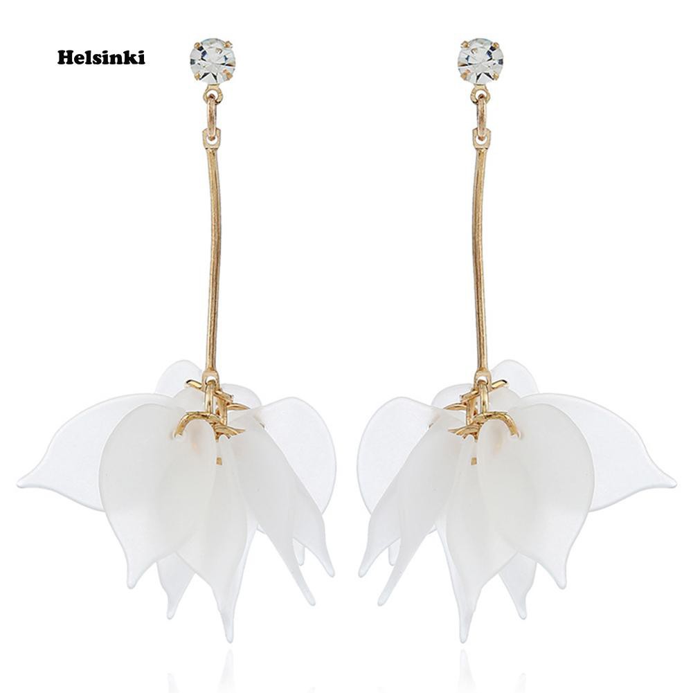 Đôi Khuyên Tai Hình Cánh Hoa Đính Đá Thời Trang Cho Nữ