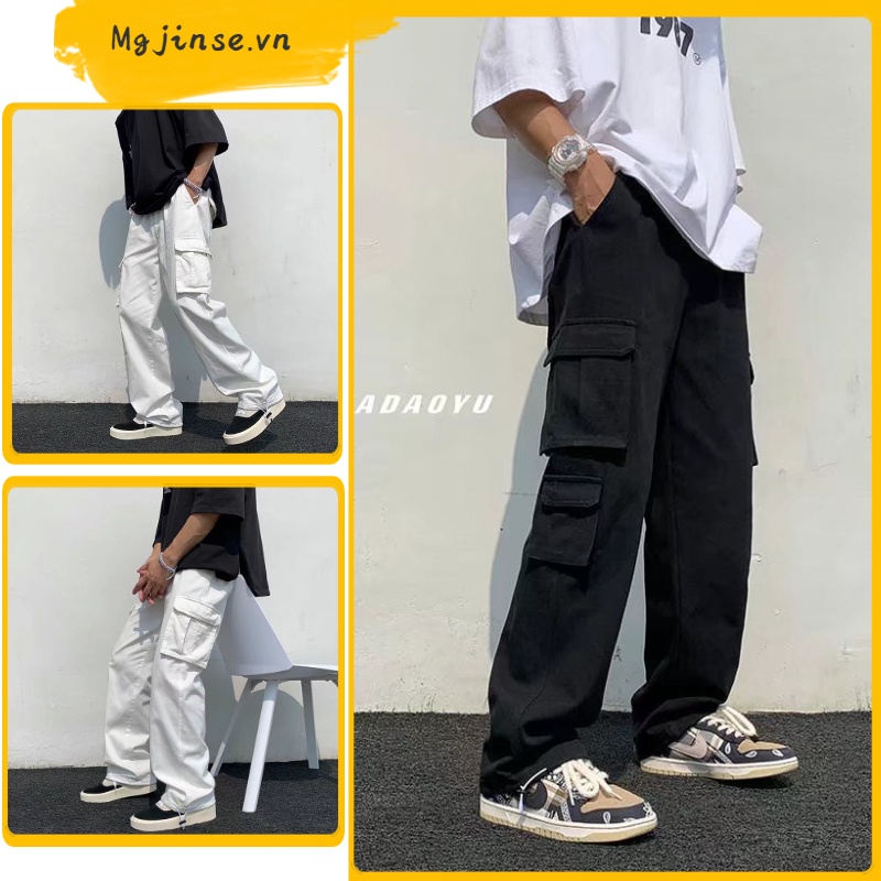 Quần Legging Dáng Suông Nhiều Túi Phong Cách Thời Trang Hàn Quốc Cho Nam Giới Có Size Lớn