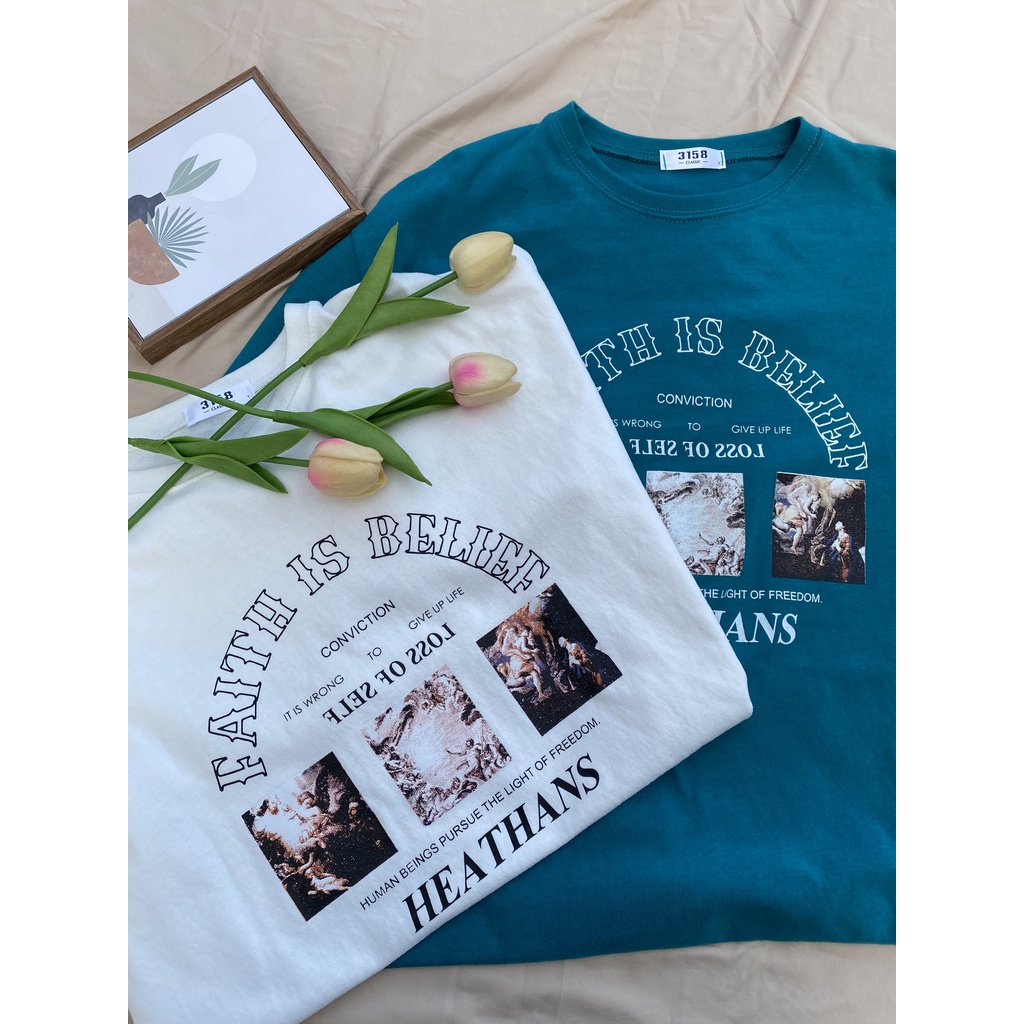 Áo thun tay lỡ nam nữ in hình vintage, áo phông ngắn tay form rộng cotton đẹp Hàn Quốc Sollle
