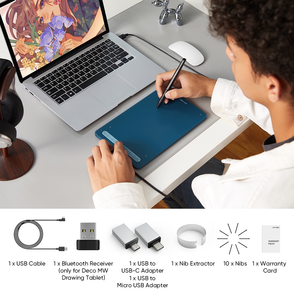 Xppen Deco M / MW Máy Tính Bảng Vẽ Nghệ Thuật Không Pin X3 Hỗ Trợ Kết Nối Bluetooth Có Chức Năng Nghiêng Cho Android