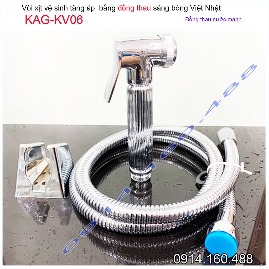 Vòi xịt vệ sinh Việt Nhật Kace KAG-KV06 Chrome, Vòi rửa nhà tắm đồng chuyên dùng cho resort tia phun mạnh sử dụng tốt