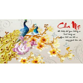 Tranh đính đá CHA MẸ lv171 kích thước :55×83cm  cm chưa đính.