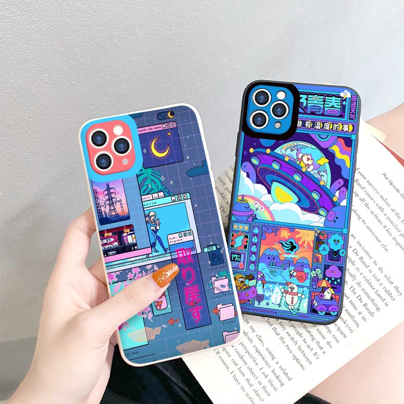 Ốp lưng iphone cạn vuông dẻo phong cách Nhật Bản ip 6splus/7/7plus/8/8plus/x/xr/xs/11/12/pro/max/plus/13promax tr380