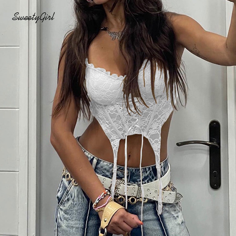 SweetyGirl Women's 2022 Fashion Solid Color Round Neck Low Cut Lace Slim Fit Sexy Casual All Match Tank Tops Camisole