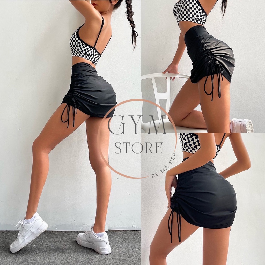 Quần Váy Dây Rút Sexy Tôn Mông Tập GYM GOLF Dance Vải Thun Siêu Co Giãn 200