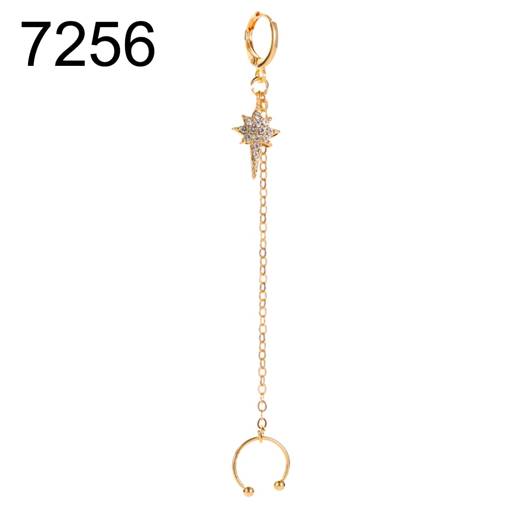 Khuyên Xỏ Gắn Vành Tai Mặt Đính Đá Thả Sợi Dài Lấp Lánh Cho Nữ