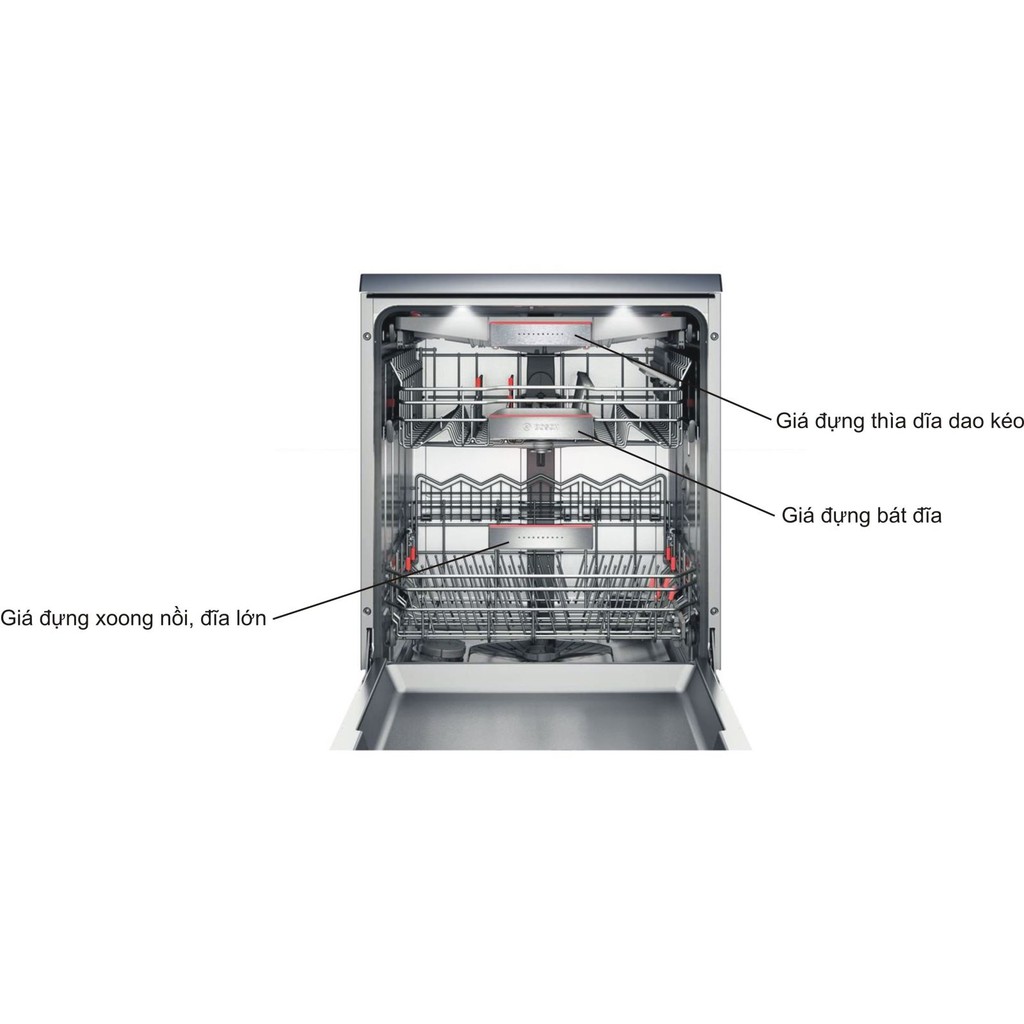 Máy rửa bát âm tủ bán phần  Bosch SMI68NS07E TGB - Seri 6 , dung tích rửa 13 bộ ( Xuất sứ Đức - Bảo hành 36 tháng )