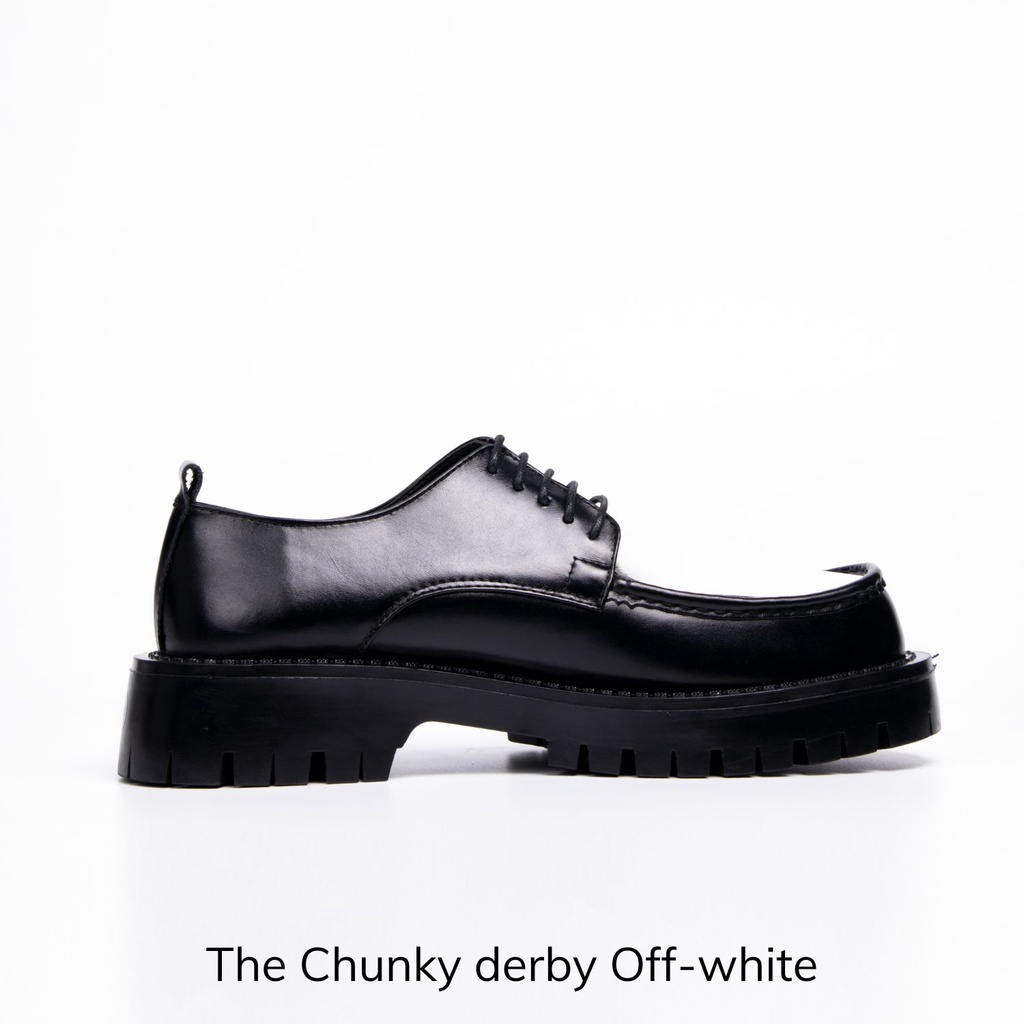Giày da bò nhập khẩu Chunky Derby Off-White August chính hãng viền mũi giày phong cách Hàn Quốc bảo hành 12 tháng