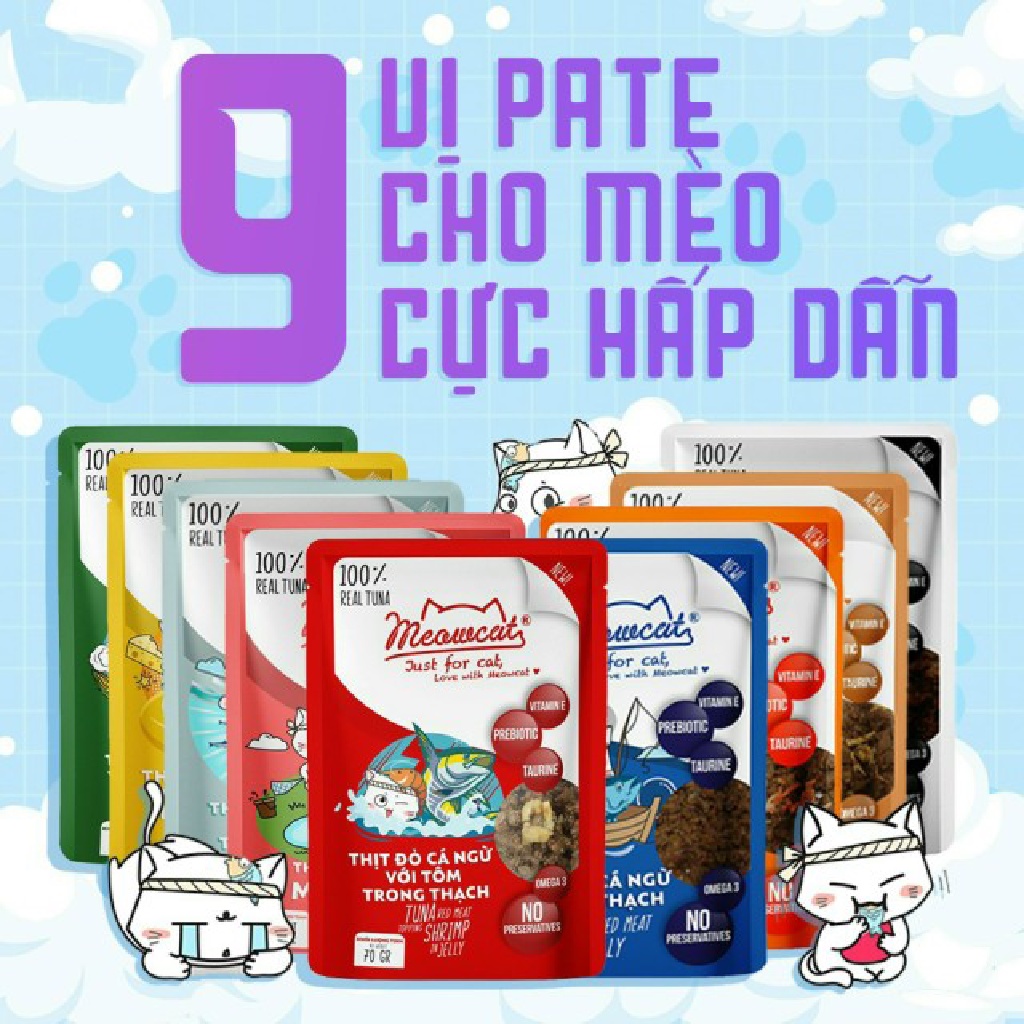Pate MEOWCAT gói 70g, Thức ăn ướt, Pate dinh dưỡng cho mèo
