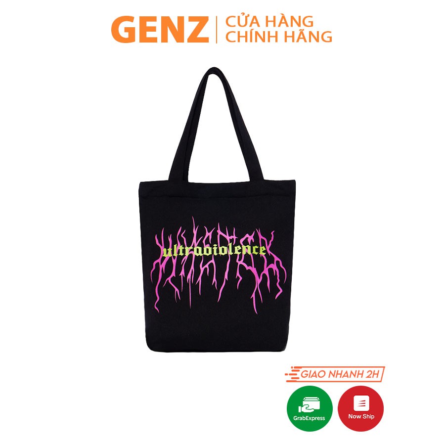 Túi tote GENZ vải canvas ulzzang unisex in hình Lửa Hồng, vải bố mộc không nhuộm hóa chất - ZB007