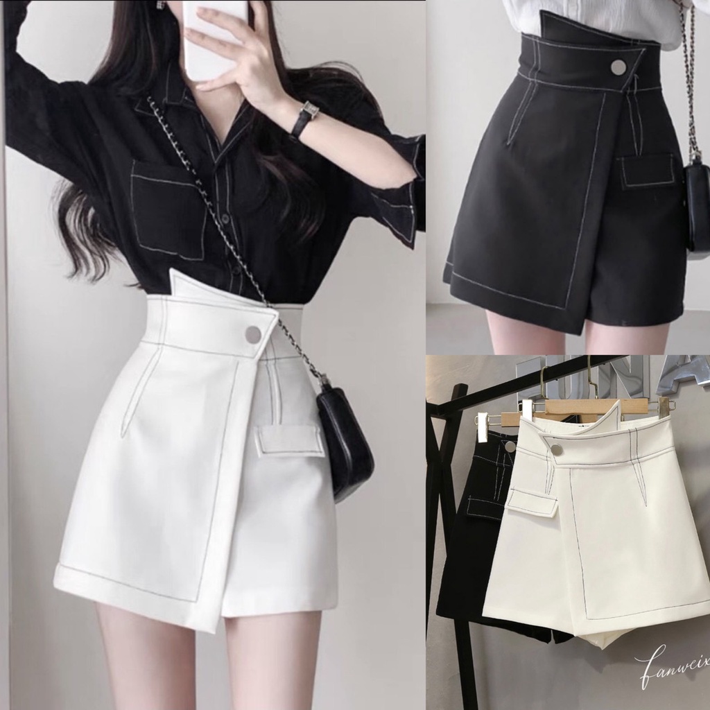 Chân váy chữ A -quần giả váy thiết kế cực xinh - đính cúc - cạp lệch - may lộ chỉ chất liệu đẹp CV435 SUTANO | BigBuy360 - bigbuy360.vn