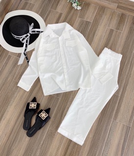SET SƠ MI TRẮNG ĐŨI QUẦN SUÔNG