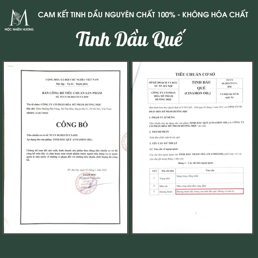 Tinh dầu quế nguyên chất Mộc Nhiên Hương 10ml thư giãn, xông phòng, khử mùi, đuổi muỗi