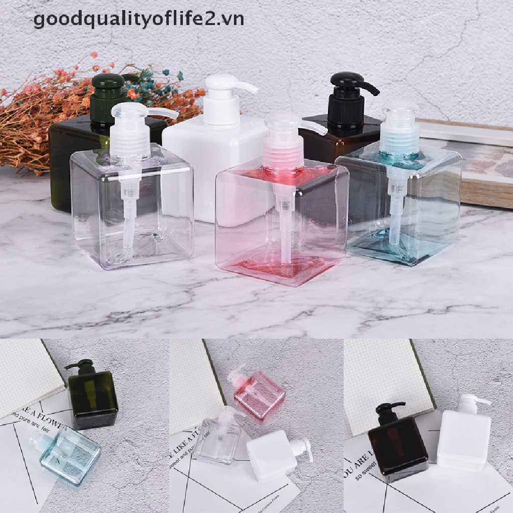 Bình Nhựa Rỗng Hình Vuông Đựng Dầu Gội Sữa Rửa Mặt goodqualityoflife & 250ml