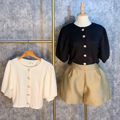 Áo Kiểu Nữ Tay Bồng cúc ngọc m231