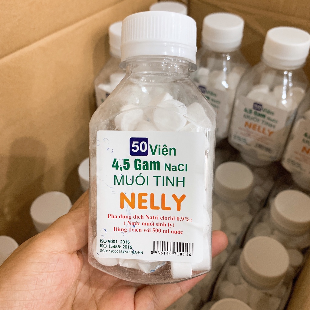 Viên Muối Tinh Nelly, Viên Muối Sinh Lý An Phú NaCl 0,9% lọ 50 viên - Nước Muối Sinh Lý Gia Đình Tự Pha Theo Nhu Cầu