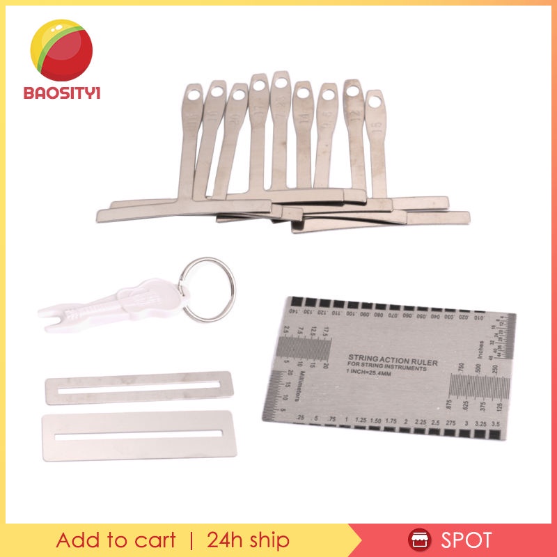Set 9 dụng cụ đo bán kính + thước đo dây action + 2 dụng cụ điều chỉnh dây đàn guitar + chốt kéo tiện lợi