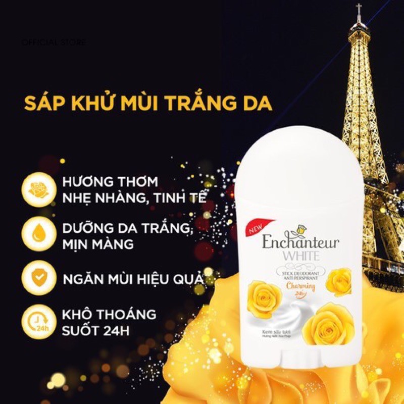 SÁP KHỬ MÙI TRẮNG DA ENCHANTEUR CHARMING 40g